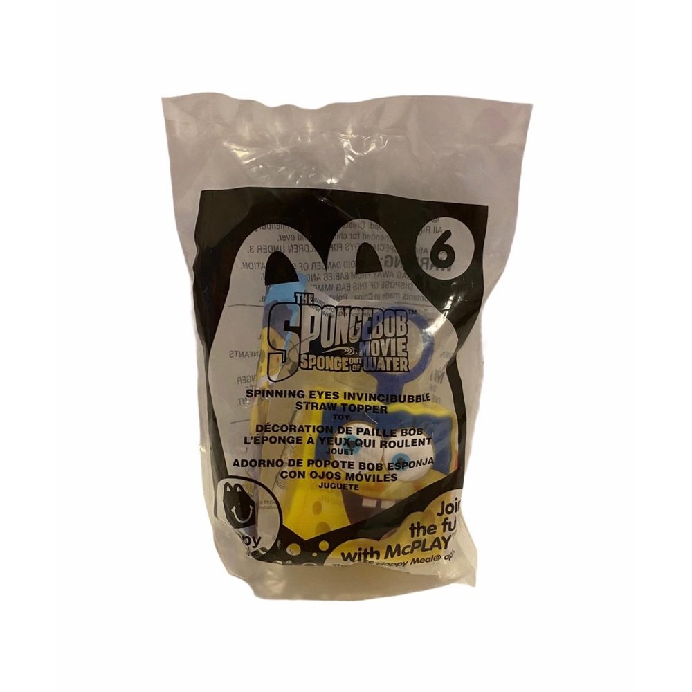 McDonald's 2015 The Spongebob Movie Spinning Eyes Straw Topper #6 Happy Meal Toy